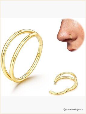 Titanium Double Hoop Nose Ring 20G 18G Hypoallergenic 6-9mm Piercing Jewelry